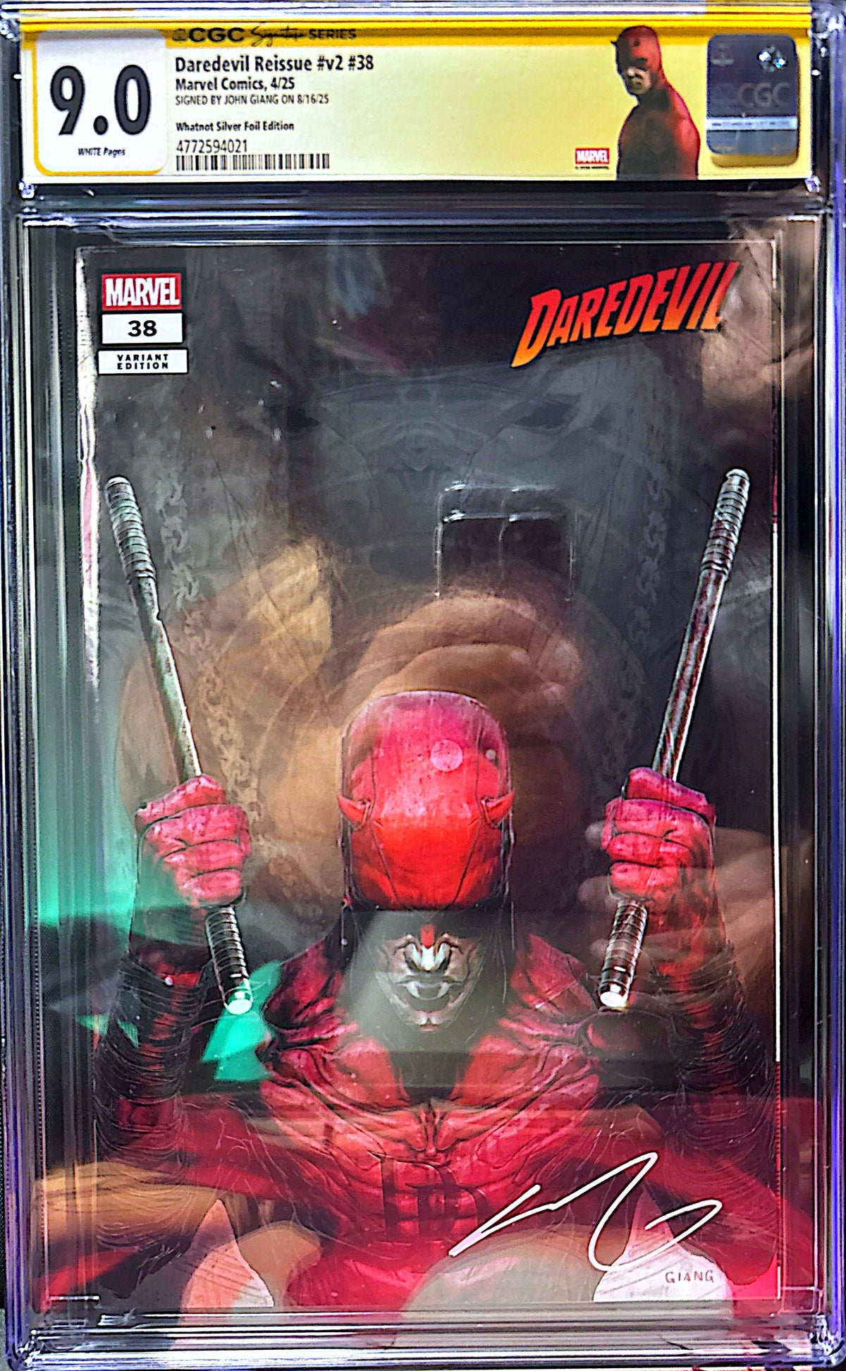 DAREDEVIL #38 SS CGC 9.0 SILVER FOIL SIGNED BY JOHN GIANG