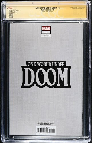 One World Under Doom #1 Virgin SS CGC 9.8 Signed by John Giang
