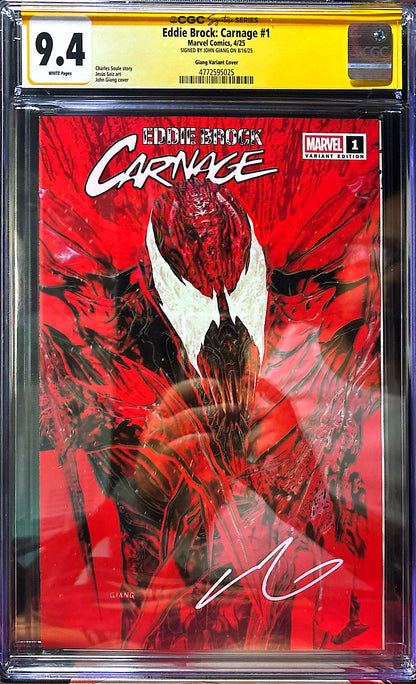 EDDIE BROCK: CARNAGE SS CGC SET 9.6, 9.4 SIGNED JOHN GIANG